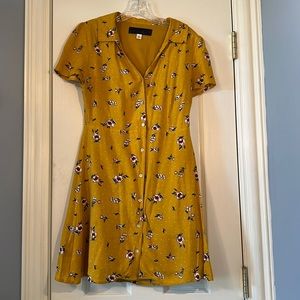 Floral Short Sleeve Dress with Buttons